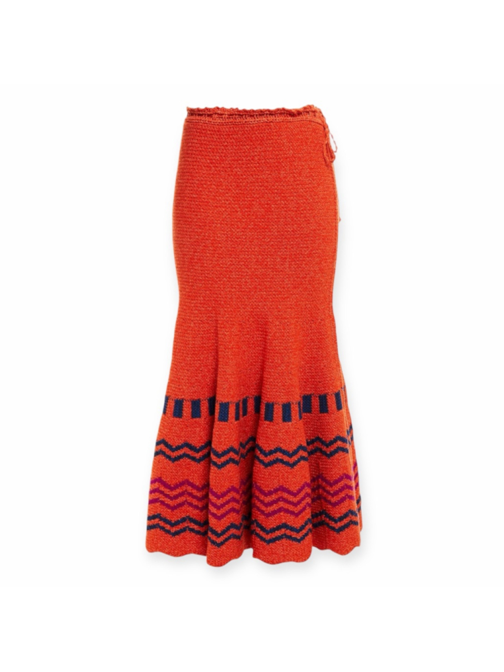 Valentino Garavani Wool Knit Midi Skirt Fluted Jacquard Size XS Fits Small NWT - Picture 2 of 10